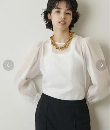 새상품급 윔 가젯 오간자 퍼프 블라우스