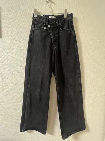 moussy 크로스 허리 와이드 스트레이트