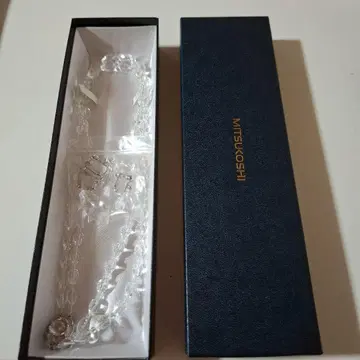 미사용 미쓰코시 수정 2줄 목걸이 귀찌 세트 꽃 액세서리