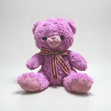 리본 포함 곰 봉제 인형 (퍼플)