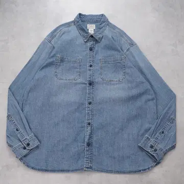 엘엘빈 데님 셔츠 무지 구제 의류 00s 포켓 파랑 XL 14000