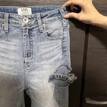 GYDA 스키니 데님 라이트 블루 미들 허리