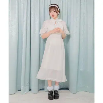 ROJITA/허리 셔링 시어 롱 원피스/아이보리