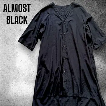 ALMOSTBLACK 빅 셔츠 노카라 사이드 슬릿 앞뒤 길이 차이