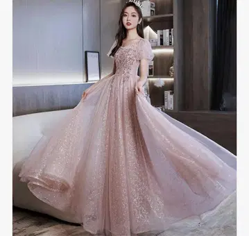 핑크 롱 드레스