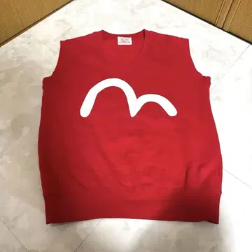 EVISU 레드 V넥 슬리브리스 베스트