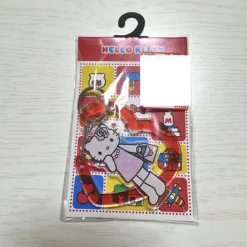 산리오 헬로키티 발길이 긴 키티 2줄 아크릴 키링 스티커 갸루