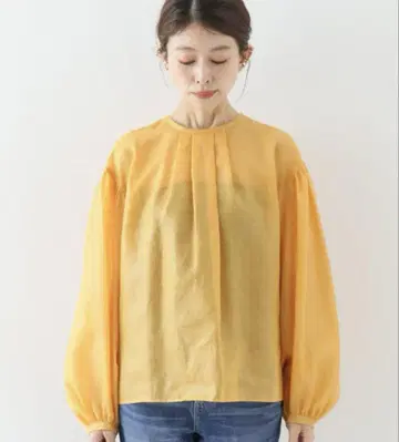 스픽 앤 스팬 시어 턱 볼륨 슬리브 블라우스