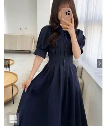 GRL 그레일 백 레이스업 턱 셔츠 원피스