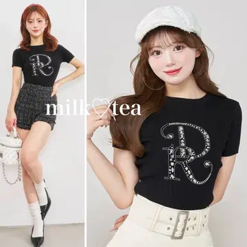 택 포함 새상품 Darich DR 비쥬 리브 니트 탑 블랙 다리치
