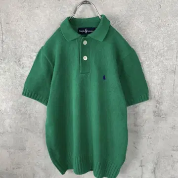 Ralph Lauren 코튼 니트 피케 셔츠 반팔 그린