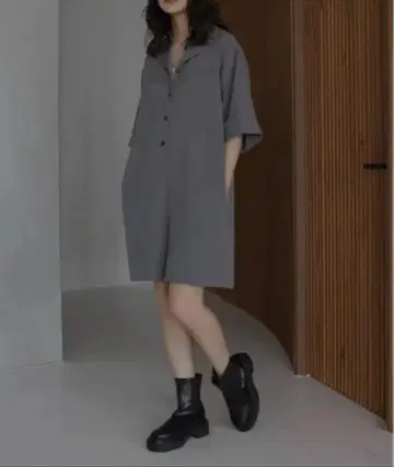 크레이프 셔츠 올인원