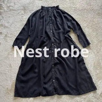 Nest robe 린넨 프릴 넥 블랙 원피스