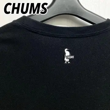 디자인 최고] CHUMS 참스 자수 로고 포켓 부착 빅 티셔츠 블랙