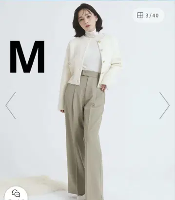 애뉴언스 울 개버딘 턱 스트레이트 팬츠 와이드 팬츠