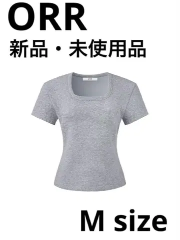 ORR 엠보싱 처리된 사각 목선 티셔츠 회색 M