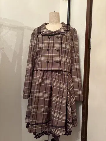 브라운 체크 무늬 셋업