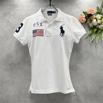 랄프 로렌 빅 포니 국기 피케 셔츠 USA 자수