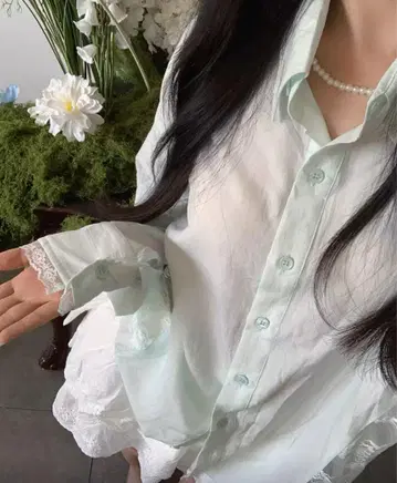 옐로우 그린 오버 사이즈 셔츠