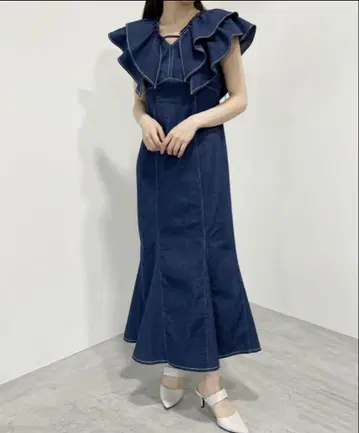 LILLIAN CARAT 프릴 데님 원피스 1 사이즈