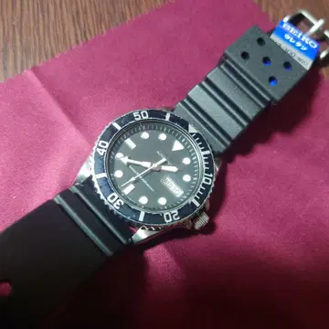 정크 작동 제품 SEIKO 다이버 워치 블랙 러버 밴드