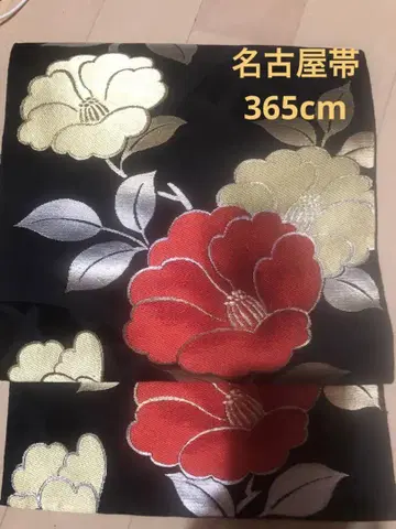 동백 자수 나고야 오비 순수 실크