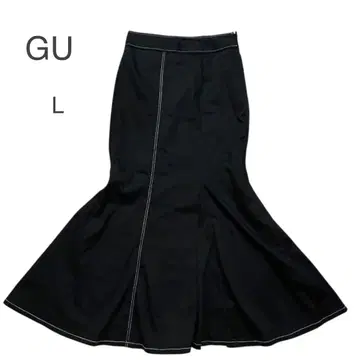시착만 한 상품 GU 스티치 머메이드 롱 스커트 맥시 길이 슬림 블랙 L