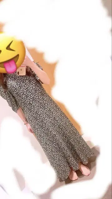 꽃무늬 7부 소매 롱 원피스