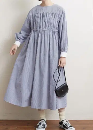 새상품 bulle de savon 스트라이프 개더 원피스 백 리본