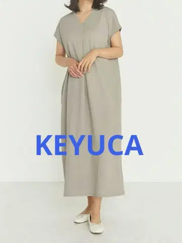 KEYUCA 케유카 V넥 칼세 분또 원피스/베이지