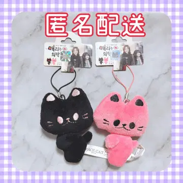 메리는 외박 중 FACECAT 봉제 인형 스트랩 핑크 블랙 2종 세트