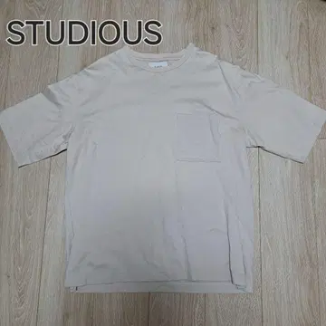 STUDIOUS 베이지 티셔츠 포켓 부착 티셔츠 사이즈 2