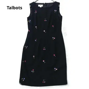 Talbots 블랙 꽃무늬 자수 슬리브리스 드레스 원피스
