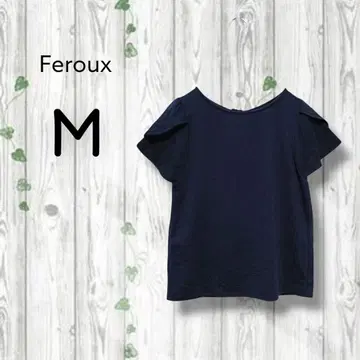 페루 반팔 상의 티셔츠 블라우스 프릴 슬리브 네이비