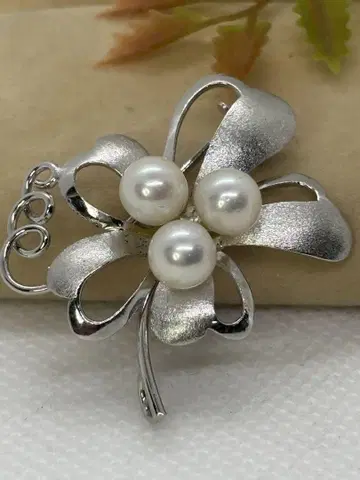 도서 펄 진주 화이트 칼라 SILVER 브로치 6.36mm(759)