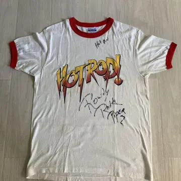 WWF 프로레슬링 티셔츠 Rowdy Roddy Piper 사인 포함