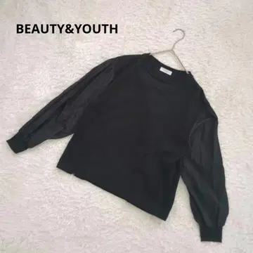 BEAUTY&YOUTH 티셔츠 긴팔 블랙 절개 일본제 코튼