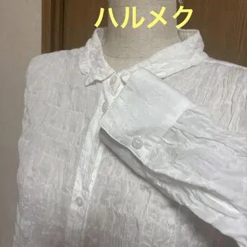 하루메쿠 롱 셔츠 튜닉 셔츠 원피스 겉옷 화이트 쿠슈쿠슈 L