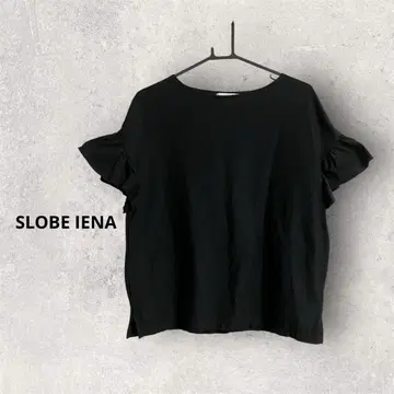 SLOBE IENA 프릴 소매 반팔 티셔츠 블랙 여름옷 상의 티셔츠
