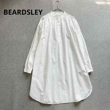 새상품급 비어즐리 밴드 카라 셔츠 원피스 넉넉한 와이드 실루엣 화이트