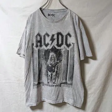 AC DC WHO MADE WHO 흑백 프린트 티셔츠 e