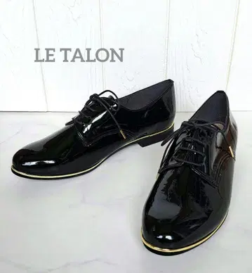 새상품급 LE TALON 24.5cm 블랙 에나멜 레이스업 슈즈