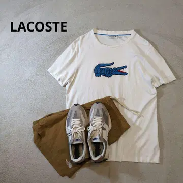 LACOSTE 라코스테 가슴 빅 악어 로고 티셔츠 순백 화이트 남성용 L