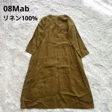 08Mab 원피스 린넨 100% 넉넉한 A 라인 개더 플리츠
