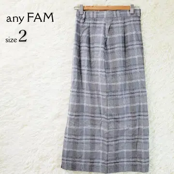 애니팜 any FAM 롱 타이트 스커트 체크 허리밴딩 마 혼방