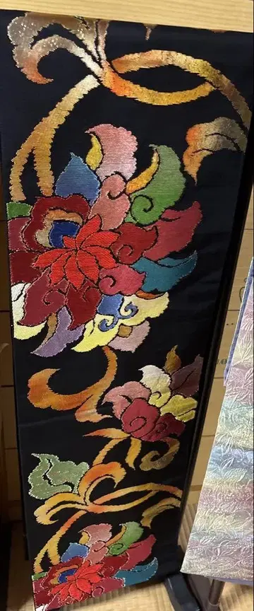 컬러풀한 모란 패턴 후쿠로 오비