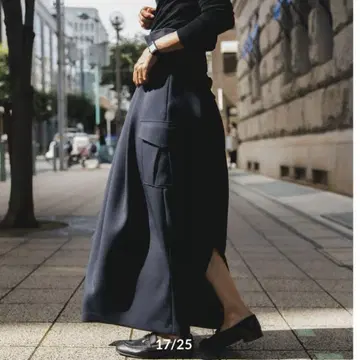 frey easy cocoon skirt 네이비 M