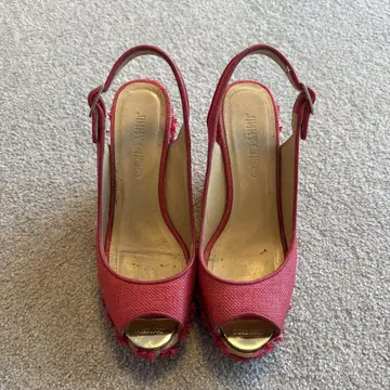 JIMMY CHOO 핑크 오픈토 샌들 37 사이즈