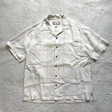 vintage 구제 의류 체크 오픈 카라 린넨 셔츠 알로하 셔츠 반팔