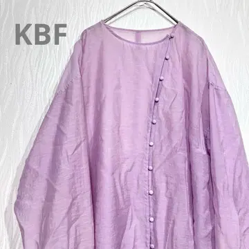 KBF KBF 비대칭 버튼 블라우스 시어 소재 프리